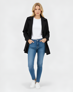 Long Sleeve Autumn Jacket with Tailored Collar and Buttons