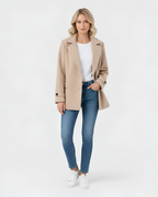 Long Sleeve Autumn Jacket with Tailored Collar and Buttons