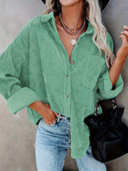 Corduroy overshirt met doorknoopsluiting en borstzak