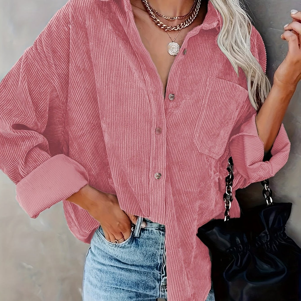 Corduroy overshirt met doorknoopsluiting en borstzak