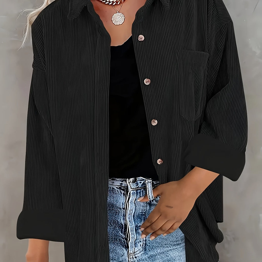 Corduroy overshirt met doorknoopsluiting en borstzak