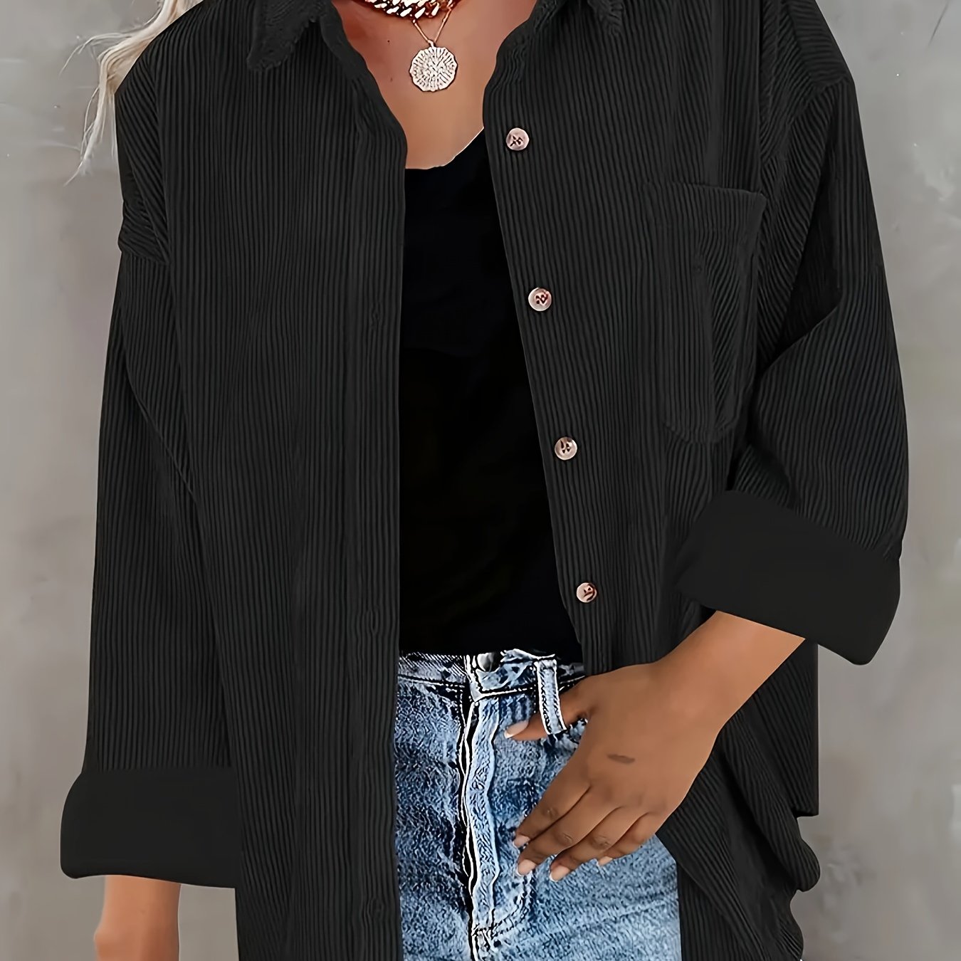 Corduroy overshirt met doorknoopsluiting en borstzak