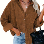 Corduroy overshirt met doorknoopsluiting en borstzak