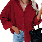 Corduroy overshirt met doorknoopsluiting en borstzak