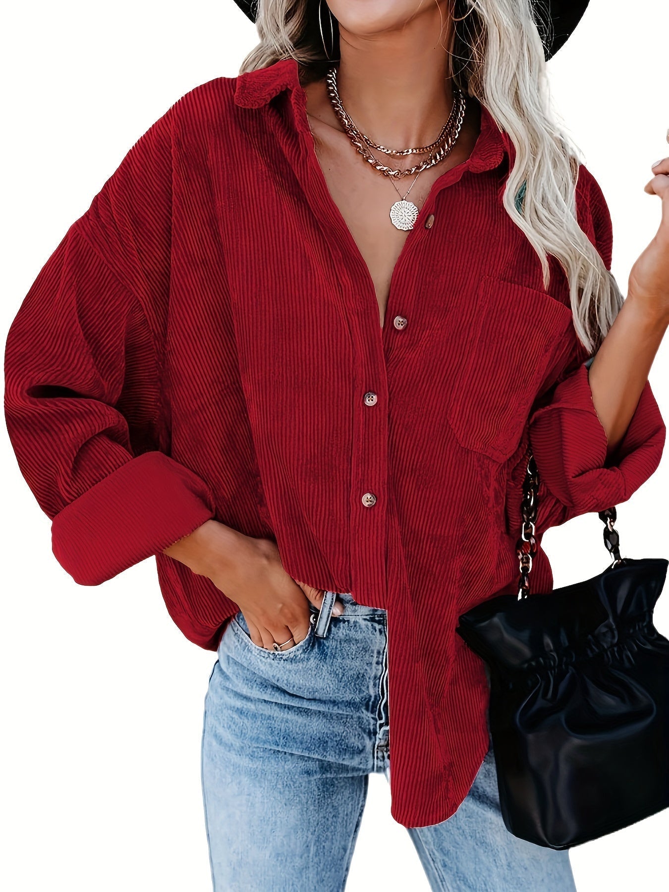 Corduroy overshirt met doorknoopsluiting en borstzak