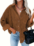 Corduroy overshirt met doorknoopsluiting en borstzak
