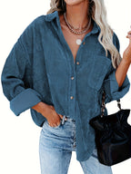Corduroy overshirt met doorknoopsluiting en borstzak