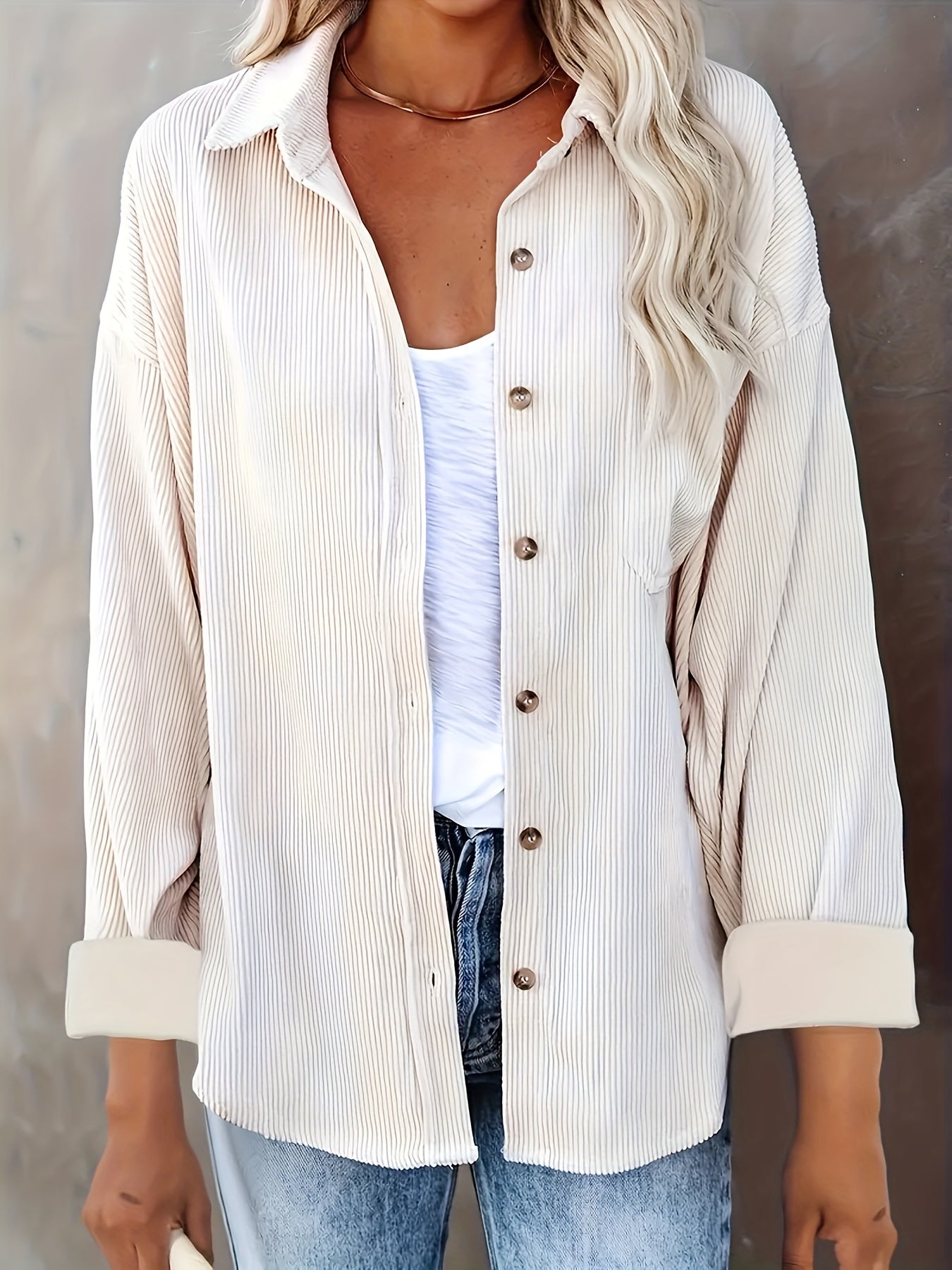 Corduroy overshirt met doorknoopsluiting en borstzak
