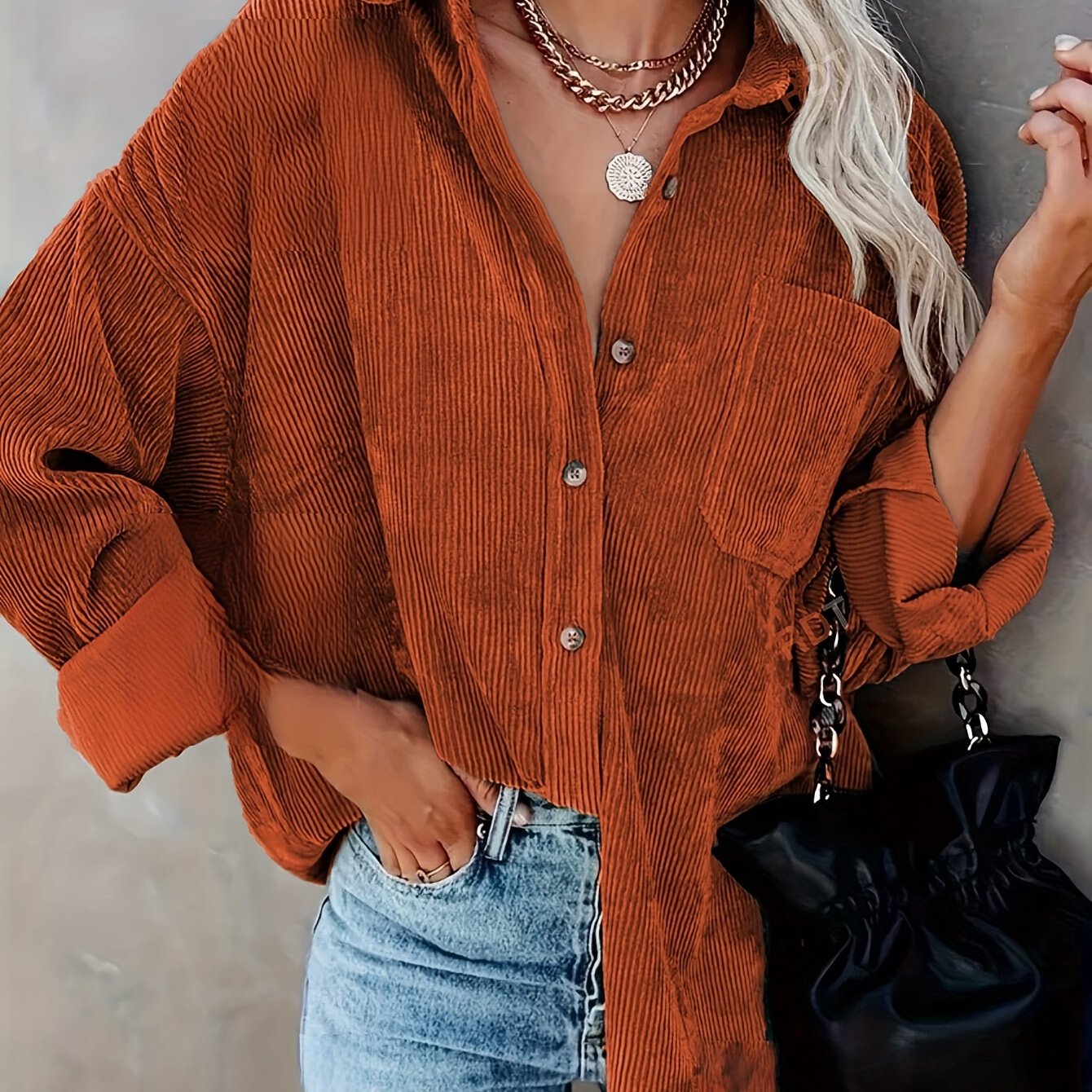 Corduroy overshirt met doorknoopsluiting en borstzak