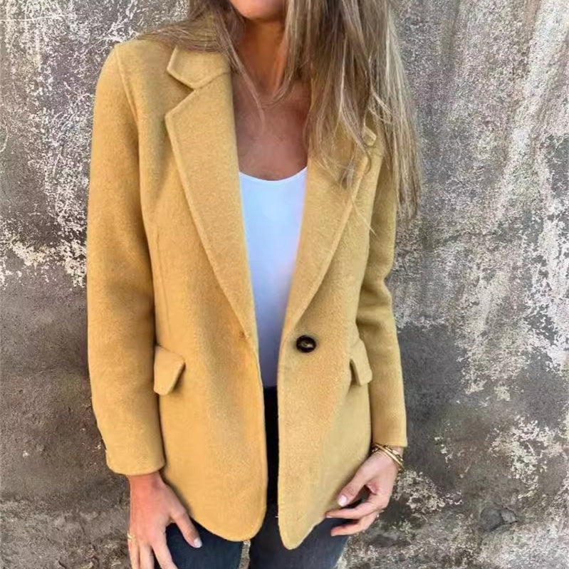 Tweed Jacket with Lapel Collar and Classic Button Fastening