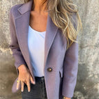 Tweed Jacket with Lapel Collar and Classic Button Fastening