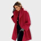 Oversized Gabardine Coat with Two Side Pockets for Winter
