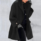 Oversized Gabardine Coat with Two Side Pockets for Winter