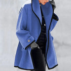 Oversized Gabardine Coat with Two Side Pockets for Winter