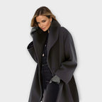 Oversized Gabardine Coat with Two Side Pockets for Winter
