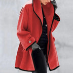 Oversized Gabardine Coat with Two Side Pockets for Winter