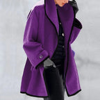 Oversized Gabardine Coat with Two Side Pockets for Winter