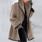 Oversized Gabardine Coat with Two Side Pockets for Winter