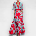 Maxi-jurk met fijne bloemenprint en vloeiende A-lijn rok