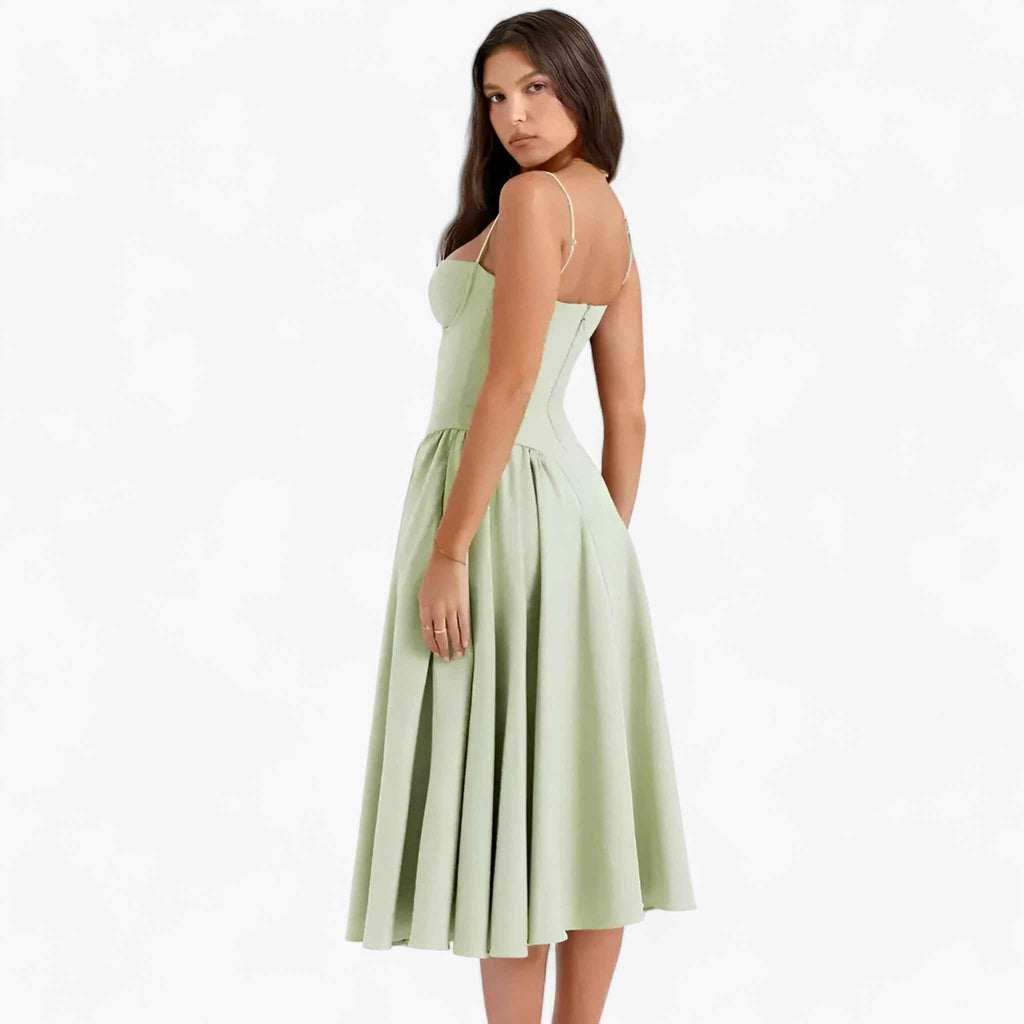 Sleeveless Midi Dress with a Shaping Corset Bodice