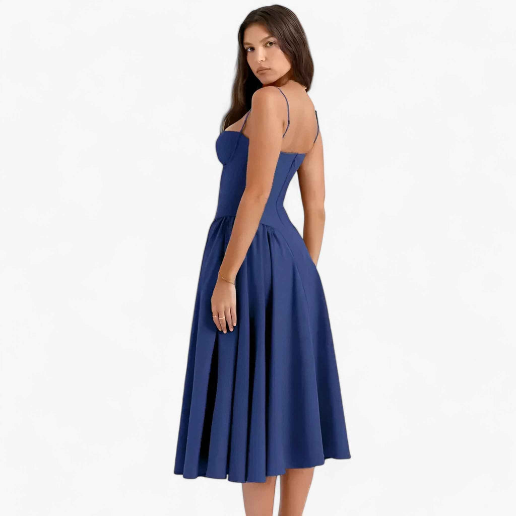 Sleeveless Midi Dress with a Shaping Corset Bodice