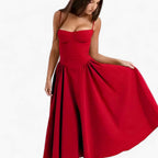 Sleeveless Midi Dress with a Shaping Corset Bodice
