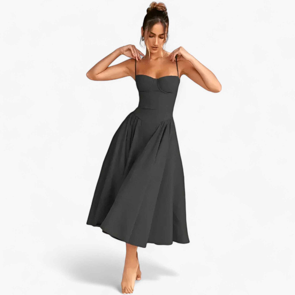 Sleeveless Midi Dress with a Shaping Corset Bodice