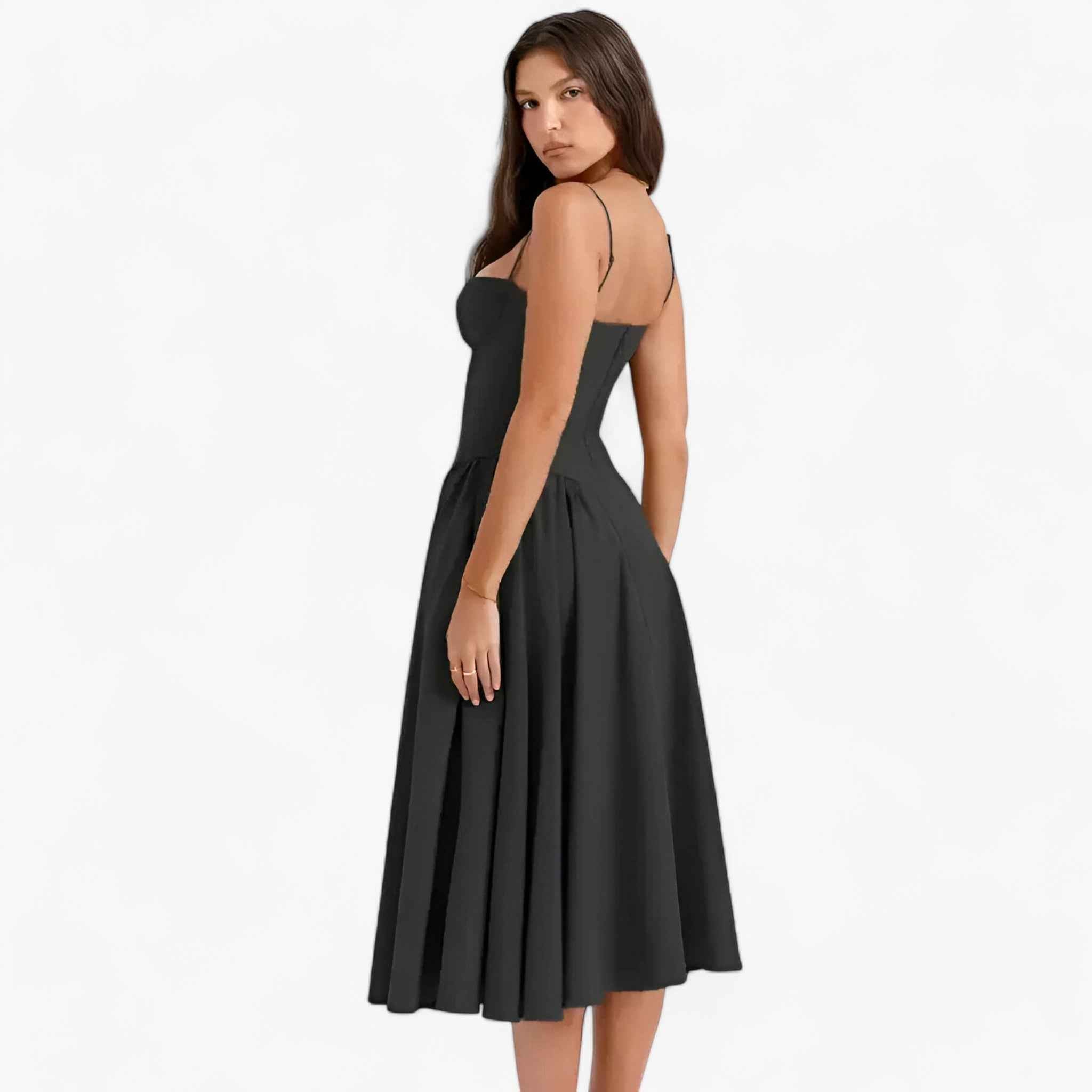 Sleeveless Midi Dress with a Shaping Corset Bodice