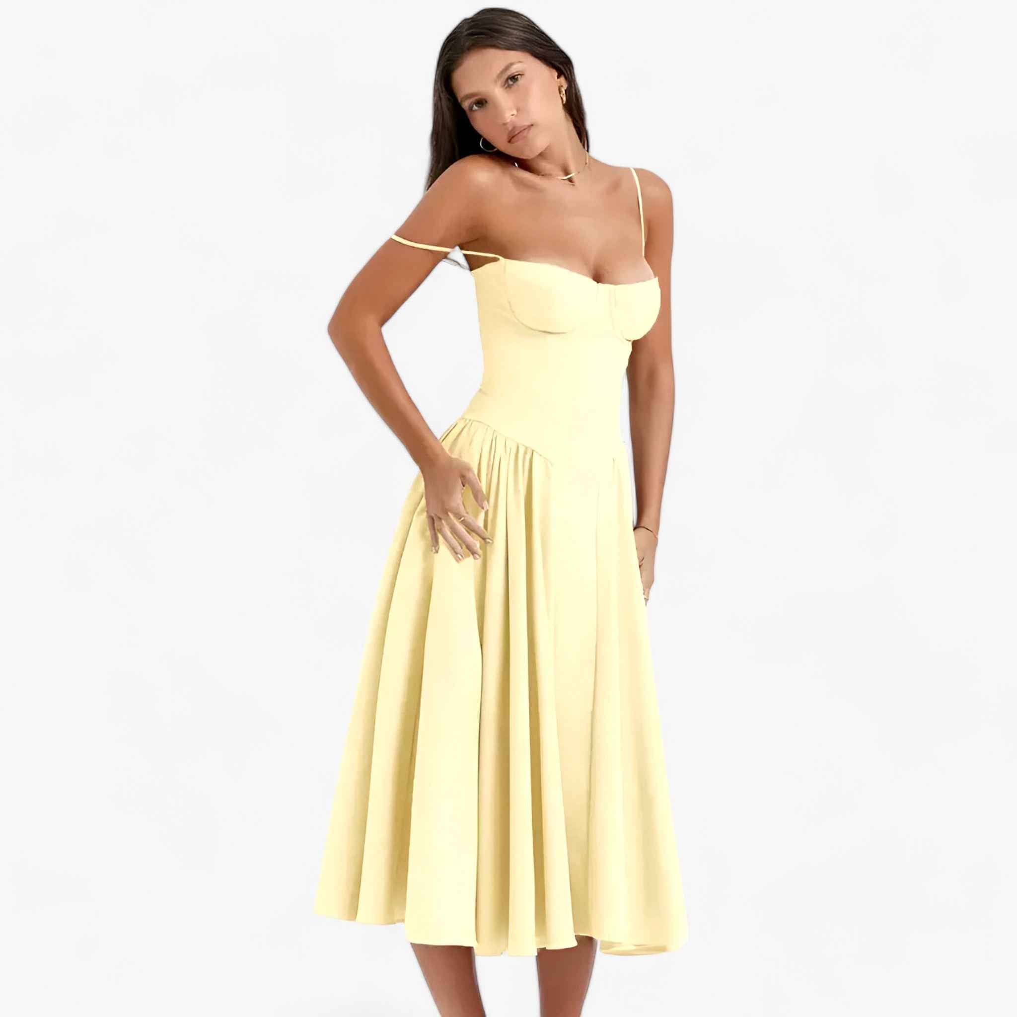 Sleeveless Midi Dress with a Shaping Corset Bodice