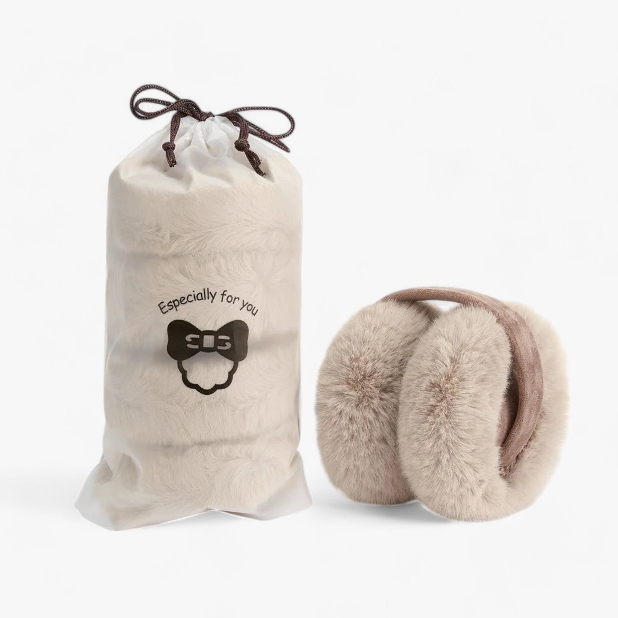 Foldable Faux Fur Ear Muffs with a Soft Fleece Feel