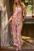 High-waist enkelbroek met artistieke all-over print