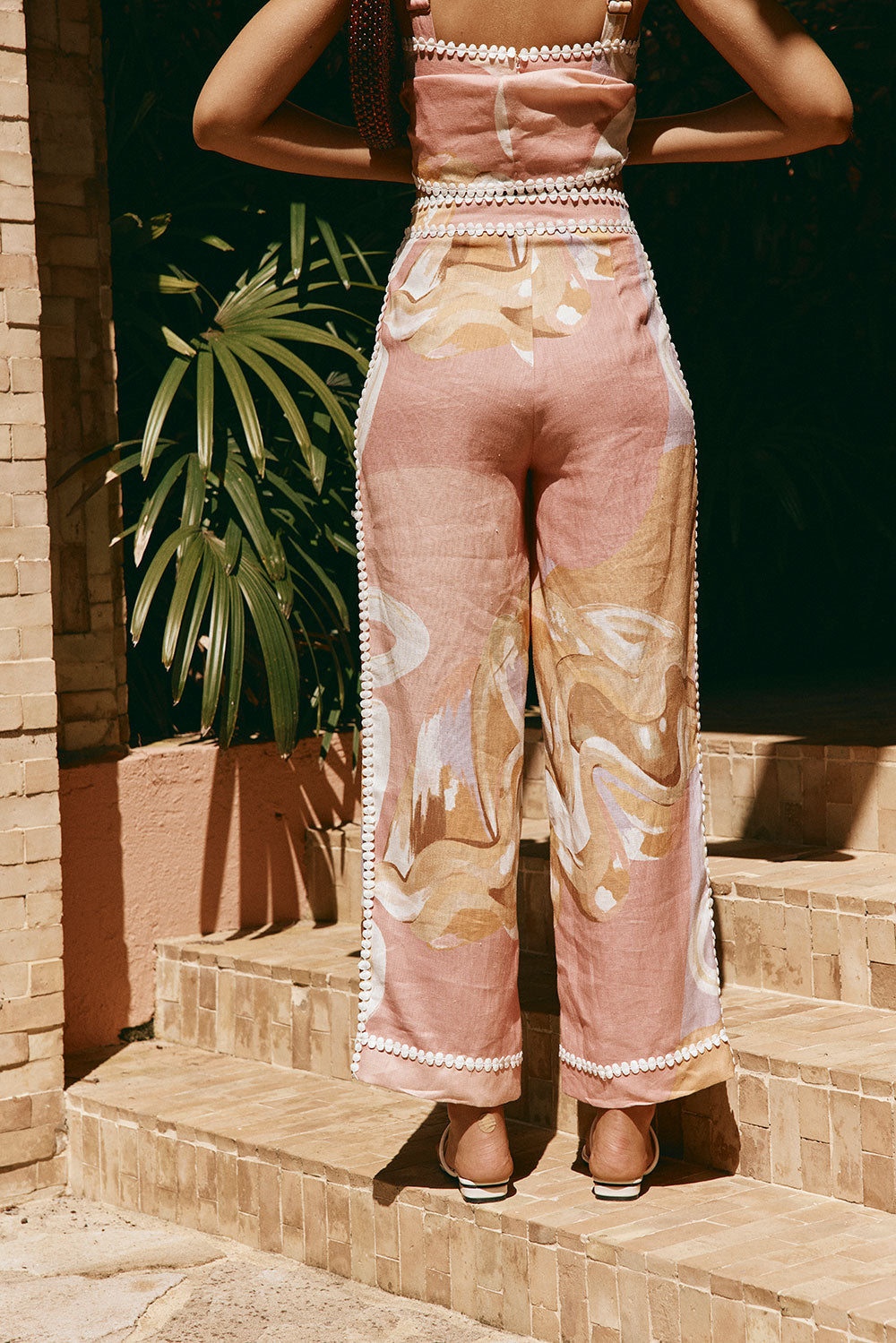 High-waist enkelbroek met artistieke all-over print