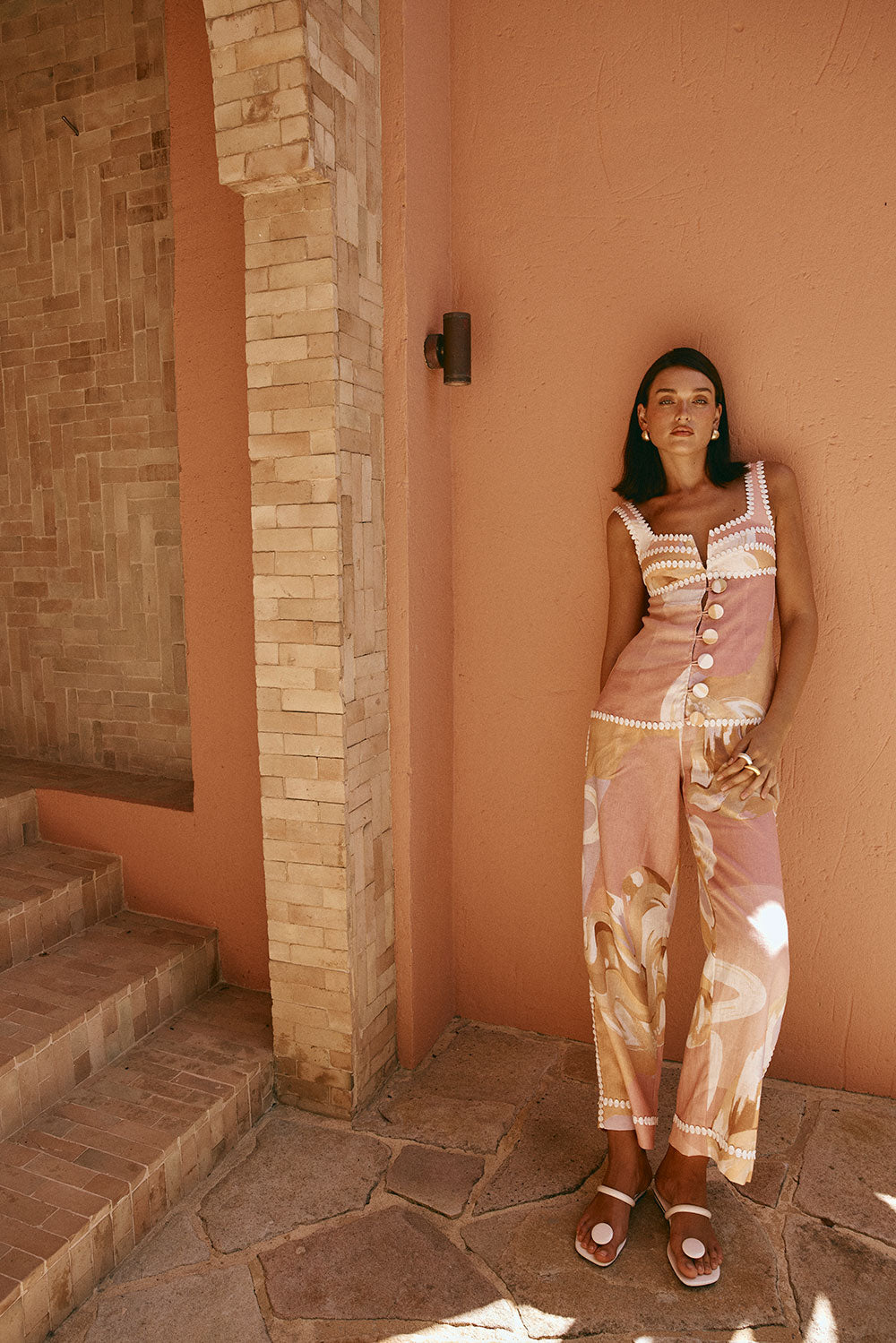 High-waist enkelbroek met artistieke all-over print