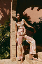 High-waist enkelbroek met artistieke all-over print