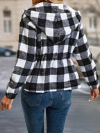 Patterned Hooded Jacket with a Relaxed Casual Silhouette