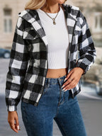 Patterned Hooded Jacket with a Relaxed Casual Silhouette