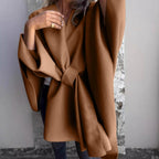 Longline Open-Front Cardigan with Dropped Batwing Sleeves