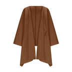 Longline Open-Front Cardigan with Dropped Batwing Sleeves
