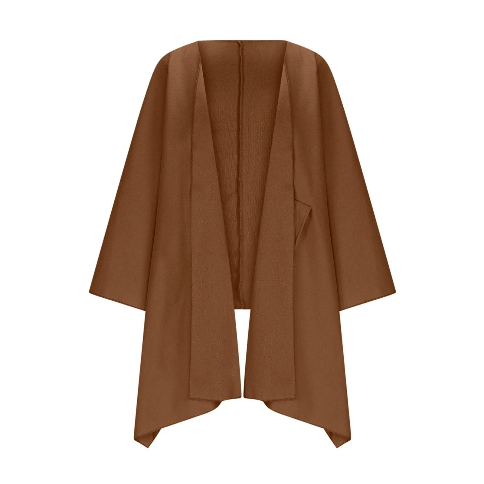 Longline Open-Front Cardigan with Dropped Batwing Sleeves