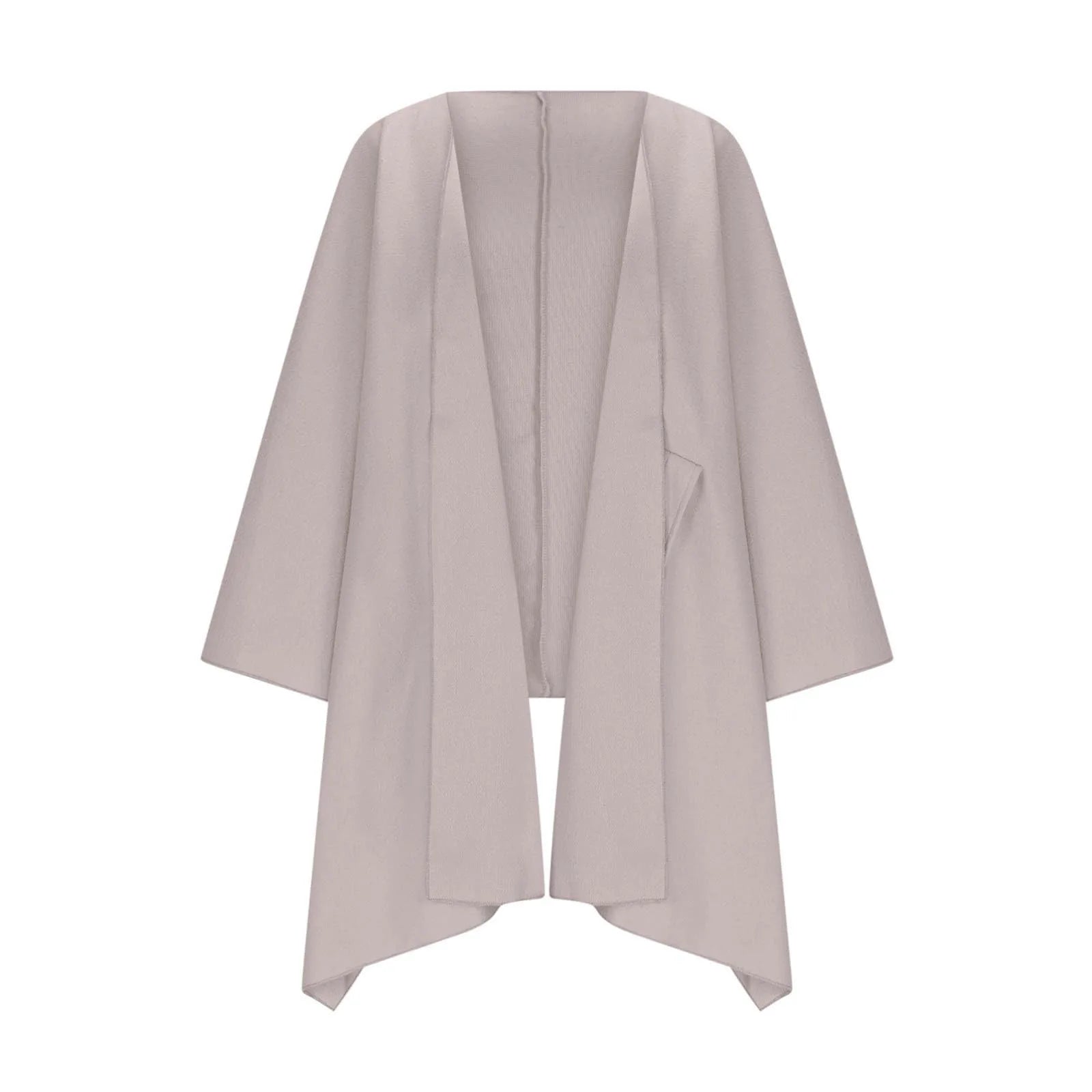 Longline Open-Front Cardigan with Dropped Batwing Sleeves