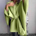 Longline Open-Front Cardigan with Dropped Batwing Sleeves