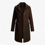 Longline Brushed Coat with Button Front and Deep Pockets