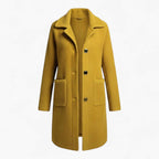 Longline Brushed Coat with Button Front and Deep Pockets