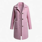 Longline Brushed Coat with Button Front and Deep Pockets