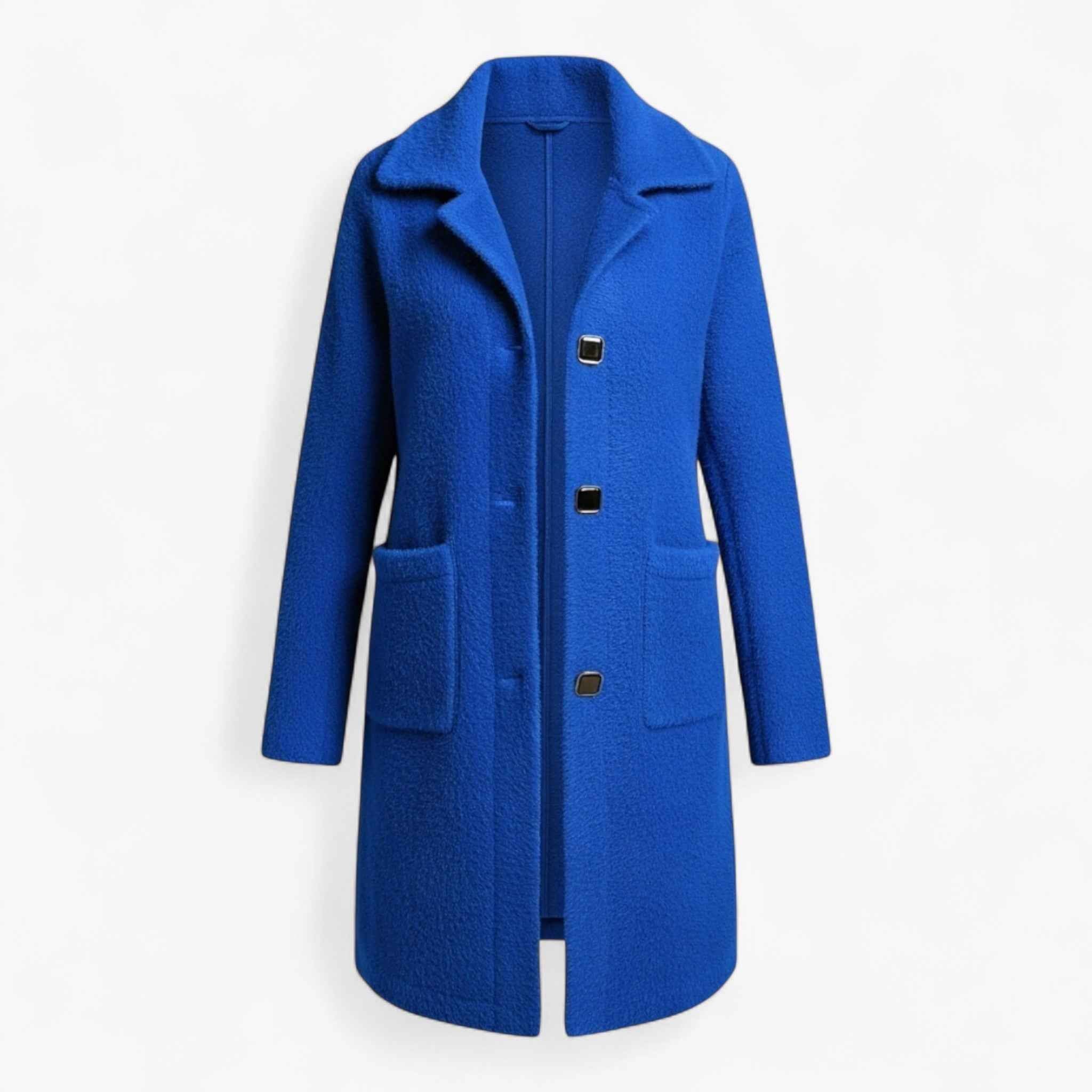 Longline Brushed Coat with Button Front and Deep Pockets