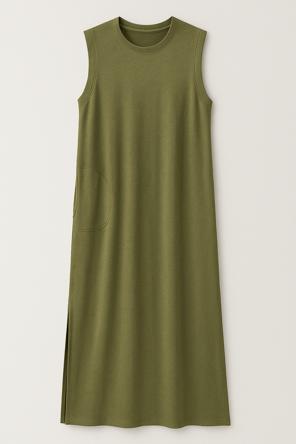 Long Summer Dress with a Side Slit and Working Pockets