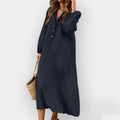 Knee Length Linen Dress with Short Sleeves and Soft Drape