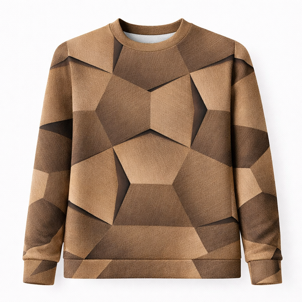 Top met lange mouwen, geometrische print en lichte stof