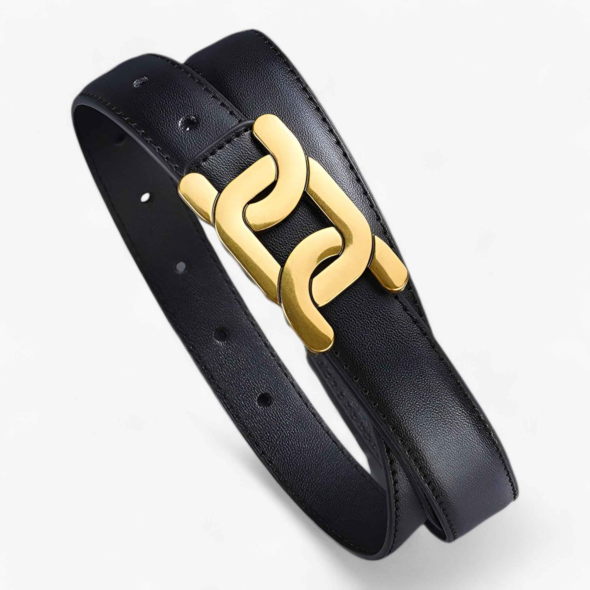 Retro Style Belt with Aluminium Buckle in a Slim 3cm Width