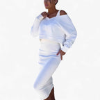 Two Piece Jumper and Dress Set with a Flattering V Neck